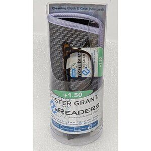 Foster Grant Readers +1.50 Advanced Reading Glasses With Case & Cleaning Cloth